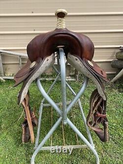 Lightly used 16 Blue Ridge brown leather Western barrel saddle US made