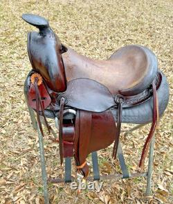Lightweight Old-Time Western Saddle 14.5 Inch Seat Pleasure Trail Horse Leather