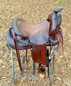 Lightweight Old-Time Western Saddle 14.5 Inch Seat Pleasure Trail Horse Leather