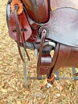 Lightweight Old-Time Western Saddle 14.5 Inch Seat Pleasure Trail Horse Leather