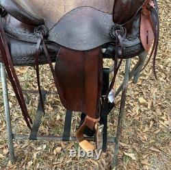 Lightweight Old-Time Western Saddle 14.5 Inch Seat Pleasure Trail Horse Leather