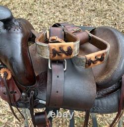 Lightweight Old-Time Western Saddle 14.5 Inch Seat Pleasure Trail Horse Leather