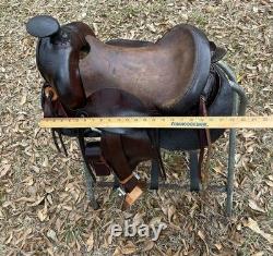 Lightweight Old-Time Western Saddle 14.5 Inch Seat Pleasure Trail Horse Leather