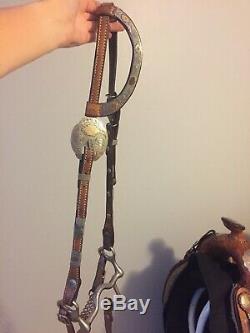 Limited Edition Big Horn Western Show Saddle Set, 16, Brown, Silver and Brass