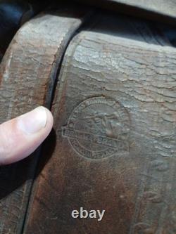 Lot Of 2 Tooled Leather Floral Western Saddle vintage 1 Brahma Brand