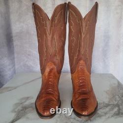 Lucchese 1883 Ostrich Leg Western Cowboy Boots Saddle Tan Men's 9.5 D