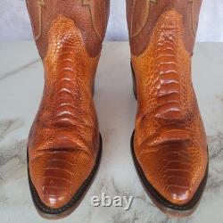 Lucchese 1883 Ostrich Leg Western Cowboy Boots Saddle Tan Men's 9.5 D