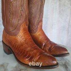 Lucchese 1883 Ostrich Leg Western Cowboy Boots Saddle Tan Men's 9.5 D