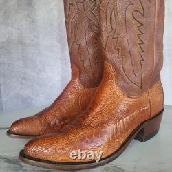Lucchese 1883 Ostrich Leg Western Cowboy Boots Saddle Tan Men's 9.5 D
