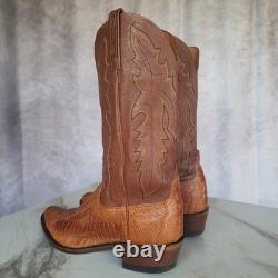Lucchese 1883 Ostrich Leg Western Cowboy Boots Saddle Tan Men's 9.5 D