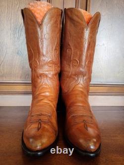 Lucchese N9087 J4 Men's Saddle Tan Brown Leather Western Cowboy Boots, US 9.5 D