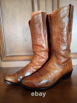 Lucchese N9087 J4 Men's Saddle Tan Brown Leather Western Cowboy Boots, US 9.5 D