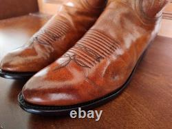 Lucchese N9087 J4 Men's Saddle Tan Brown Leather Western Cowboy Boots, US 9.5 D