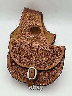 ML Leddy Tooled Leather Saddle Bags Horse Riding Western Equestrian Fort Worth