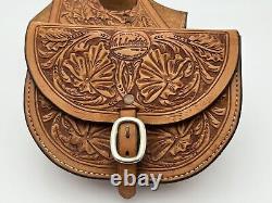 ML Leddy Tooled Leather Saddle Bags Horse Riding Western Equestrian Fort Worth