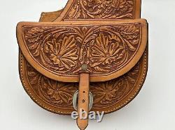 ML Leddy Tooled Leather Saddle Bags Horse Riding Western Equestrian Fort Worth