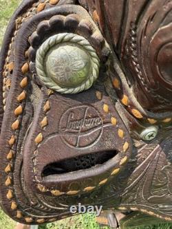 Martha Josey Barrel Racing Western Saddle Brown Leather 15 in