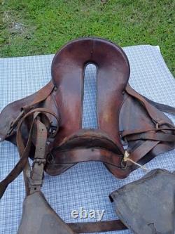 McClellian Saddle Equestrain Tack Antique U. S. Calvary Seat Leather Brown