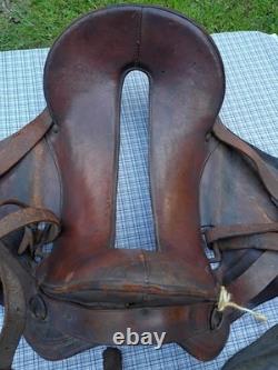 McClellian Saddle Equestrain Tack Antique U. S. Calvary Seat Leather Brown
