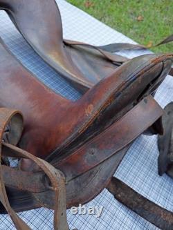 McClellian Saddle Equestrain Tack Antique U. S. Calvary Seat Leather Brown