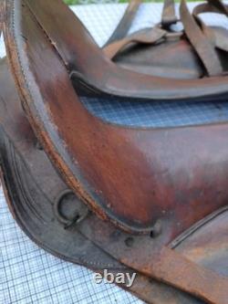 McClellian Saddle Equestrain Tack Antique U. S. Calvary Seat Leather Brown