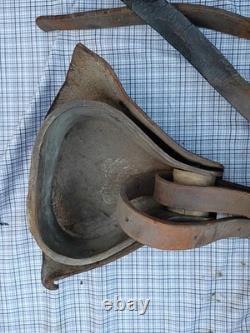 McClellian Saddle Equestrain Tack Antique U. S. Calvary Seat Leather Brown