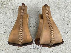 McLelland's 4 Deep WIDE Rawhide Western Ranch Saddle Stirrups MINT