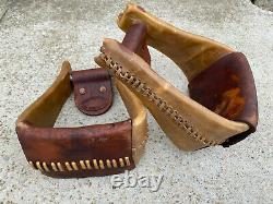 McLelland's 4 Deep WIDE Rawhide Western Ranch Saddle Stirrups MINT