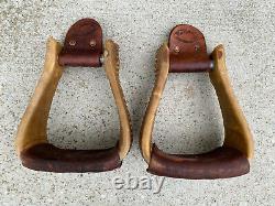 McLelland's 4 Deep WIDE Rawhide Western Ranch Saddle Stirrups MINT