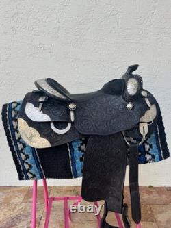 Mcclellan western show saddle Black with Silver accents