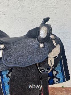 Mcclellan western show saddle Black with Silver accents