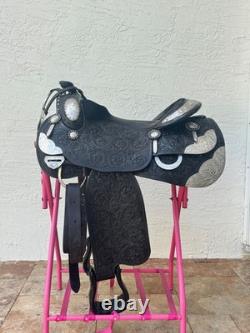 Mcclellan western show saddle Black with Silver accents