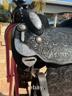 Mcclellan western show saddle Black with Silver accents