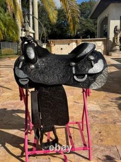 Mcclellan western show saddle Black with Silver accents