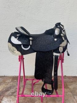 Mcclellan western show saddle Black with Silver accents