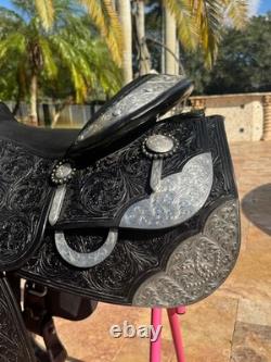 Mcclellan western show saddle Black with Silver accents