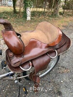 Model 3900 Brown Leather Horse Saddle Western Equestrian With Stirrups 15