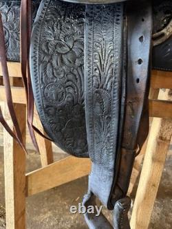 N. Porter Western Saddle 1940 Custom Tooled Saddle With Build Card