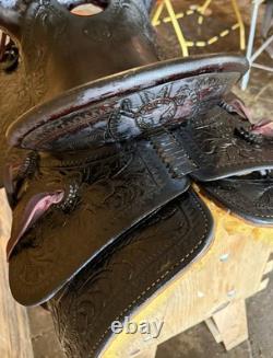 N. Porter Western Saddle 1940 Custom Tooled Saddle With Build Card