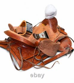 NEW Western Tooled Leather Horse Saddle Set Equestrian Tack Trail Riding Ranch