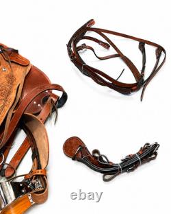 NEW Western Tooled Leather Horse Saddle Set Equestrian Tack Trail Riding Ranch