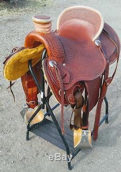 NIce, 16'' SRS Sadddlery Roping Saddle, smooth leather