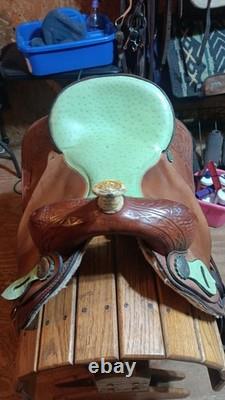 Nash Barrel Saddle With Lime Green Ostrich Seat