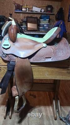 Nash Barrel Saddle With Lime Green Ostrich Seat