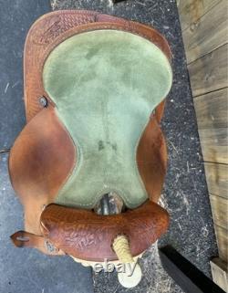 Nathan Lamb Barrel Saddle 15 Western Rough out Seat Aluminum Stirrups Made USA