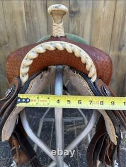 Nathan Lamb Barrel Saddle 15 Western Rough out Seat Aluminum Stirrups Made USA