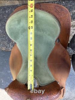 Nathan Lamb Barrel Saddle 15 Western Rough out Seat Aluminum Stirrups Made USA