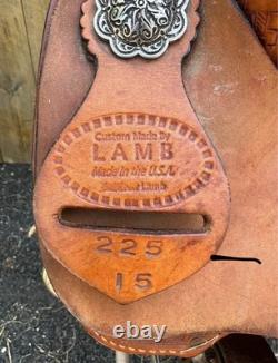 Nathan Lamb Barrel Saddle 15 Western Rough out Seat Aluminum Stirrups Made USA