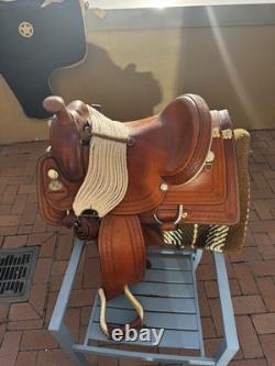 Never Used Brown Leather Ranch Cutter Western Saddle with Pad and Cover
