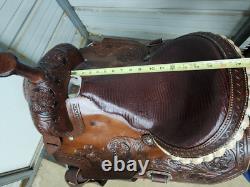 New 16 Brown Color Trail Saddle with Alligator Seat and Tooling
